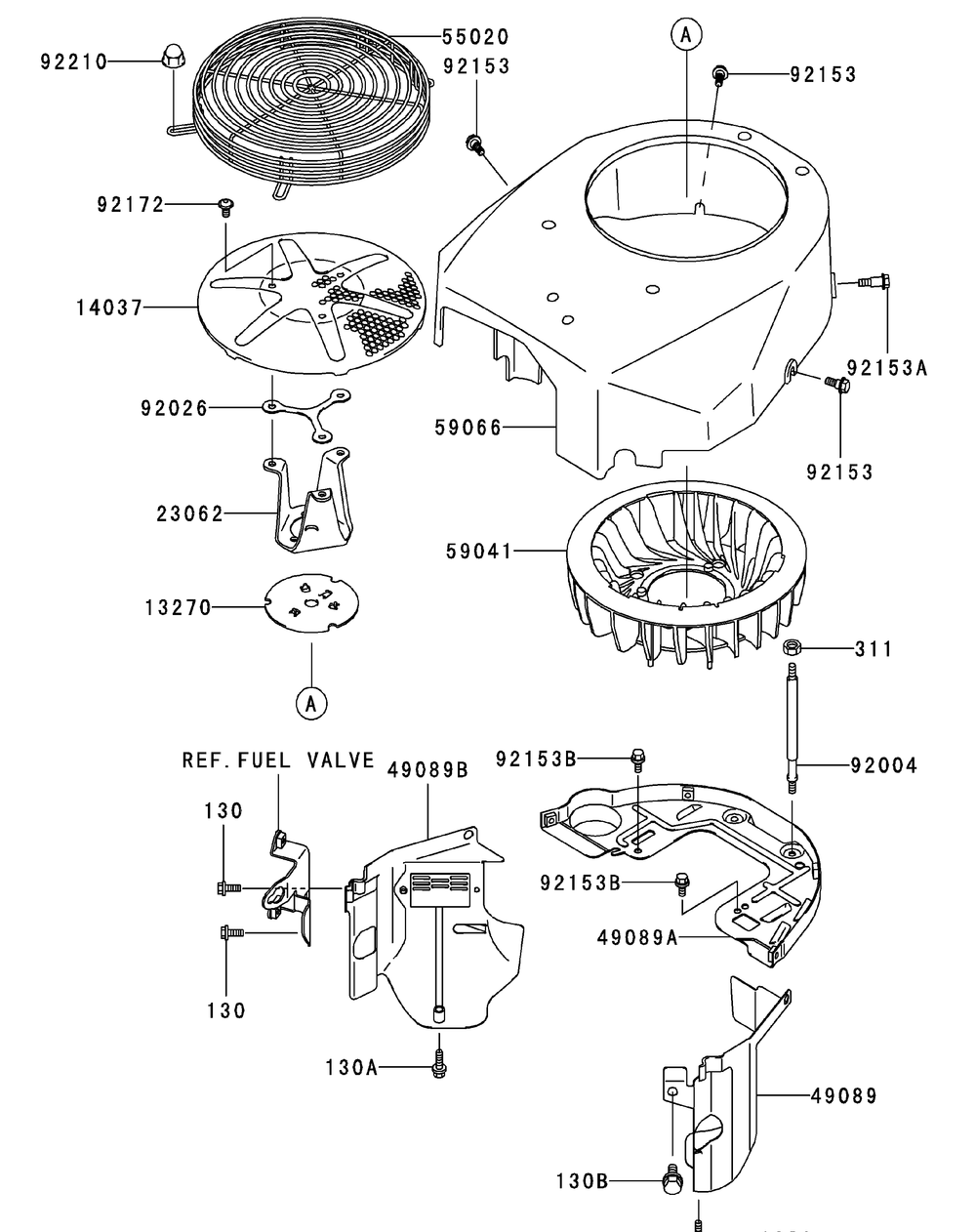 Kawasaki Fh580v-As05 Cooling Equipment Diagram and Parts List for ENFORCER44 53BI3AGF050-19HP Cub Cadet Lawn Tractor